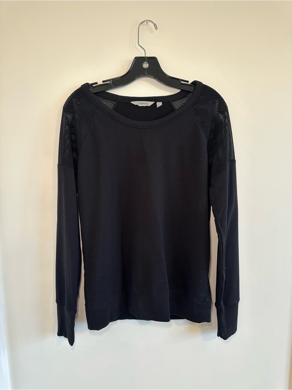 Athleta Black Citytime Mesh Sleeve Crew Neck Sweatshirt - Size M